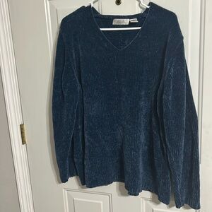 blue v neck sweater
